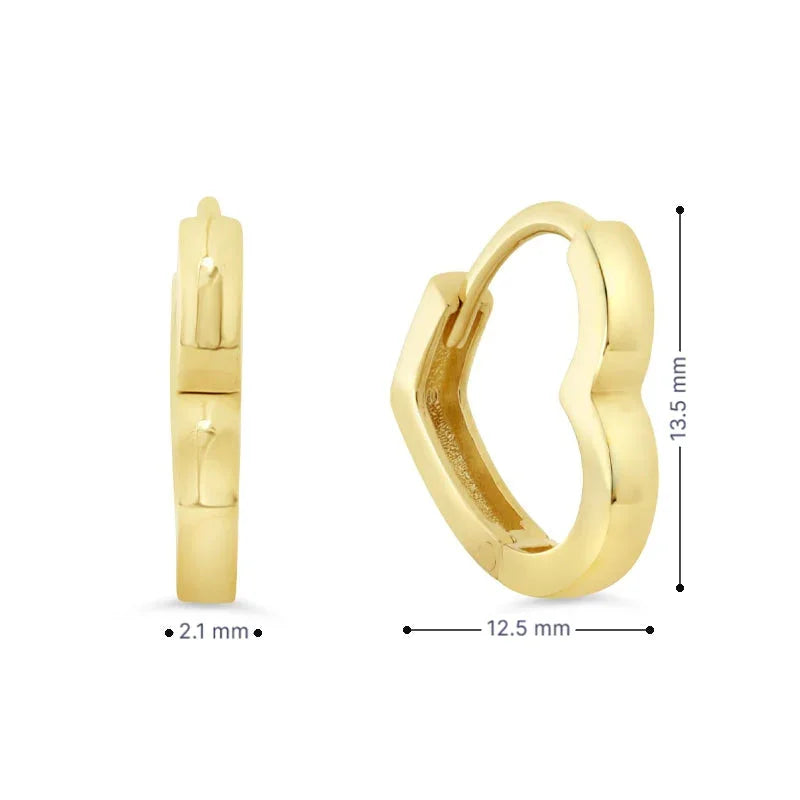 10K Yellow Gold Heart Earrings