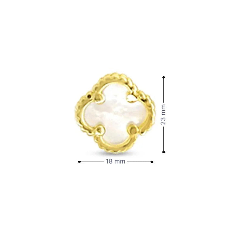 10K Yellow Gold Mini Mother of Pearl Clover Stud Earrings