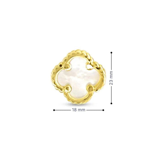 10K Yellow Gold Mini Mother of Pearl Clover Stud Earrings