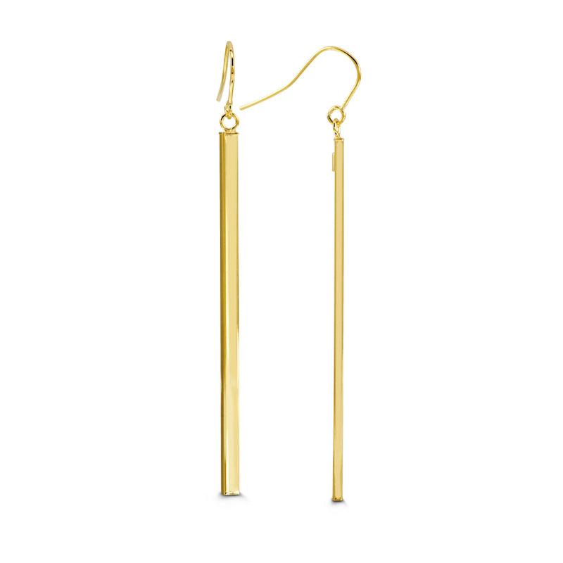 10K Yellow Gold Dangling Bar Earrings