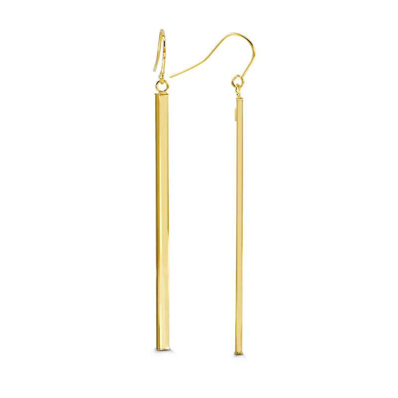 10K Yellow Gold Dangling Bar Earrings