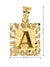 10K Yellow Gold Initial Letter A Square Pendant