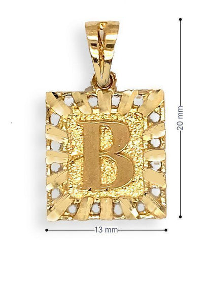10 Karat Yellow Gold Initial Letter B Square Pendant