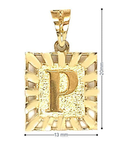 10 Karat Yellow Gold Initial Letter P Square Pendant