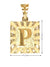 10 Karat Yellow Gold Initial Letter P Square Pendant