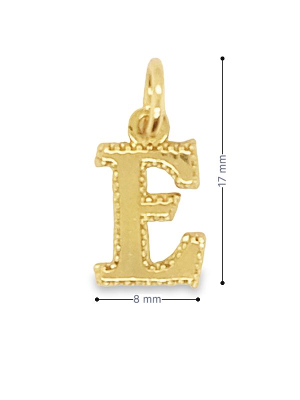 10K Yellow Gold Initial Letter E Pendant