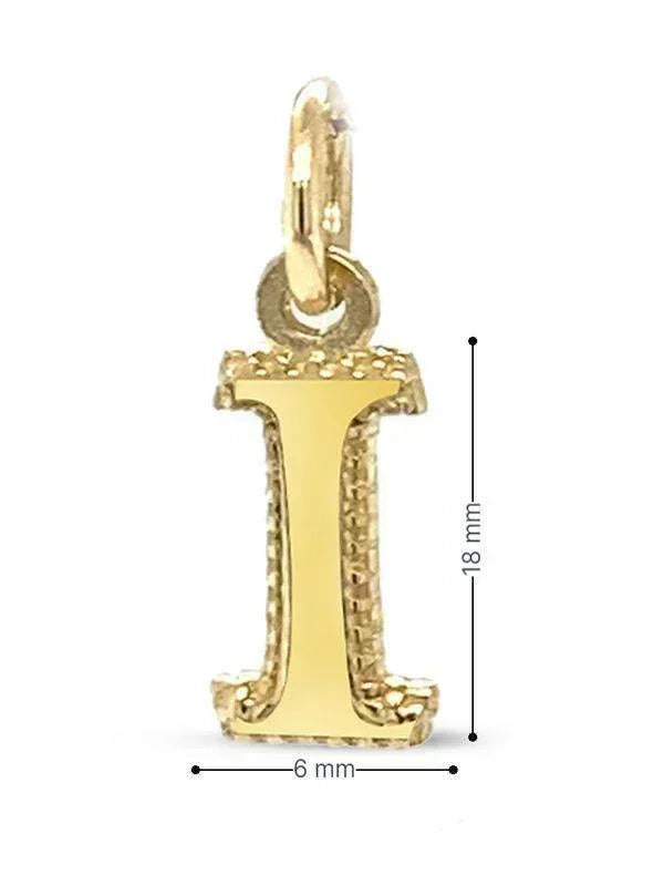 Initial Letter I Pendant in 10K Yellow Gold