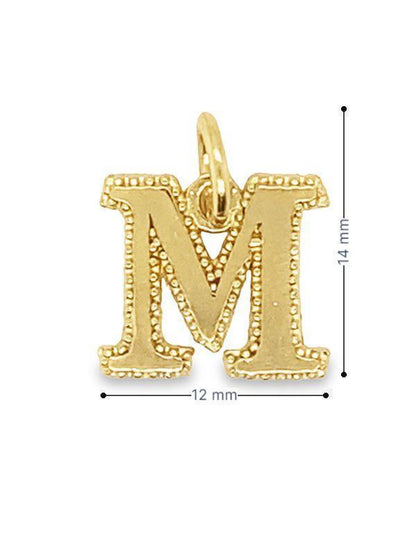 10K Yellow Gold Initial Letter M Pendant