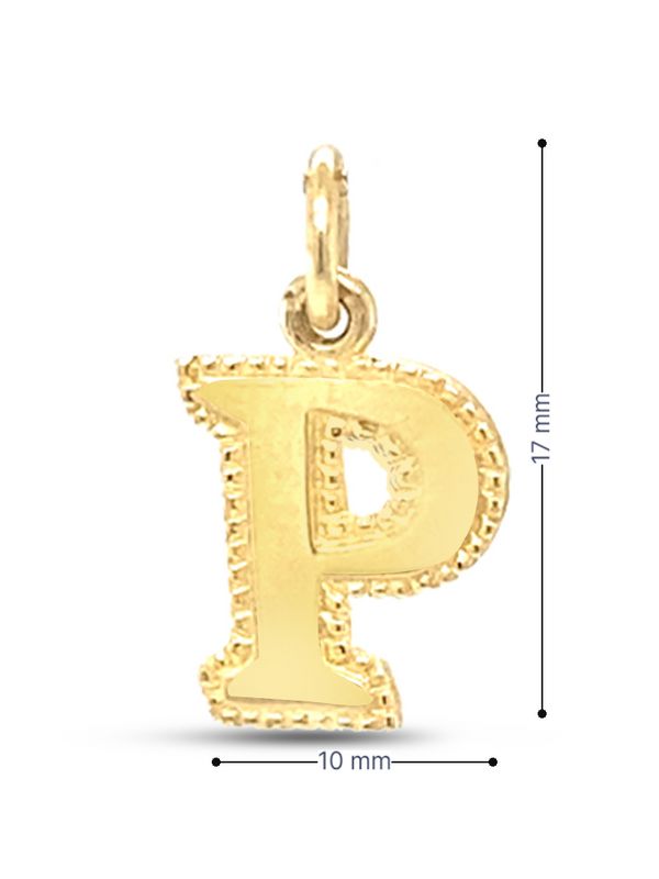 Solid 10K Yellow Gold Initial Letter P Pendant