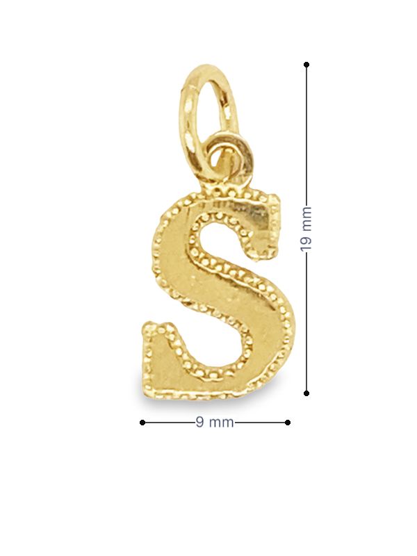 10K Yellow Gold Initial Letter S Pendant