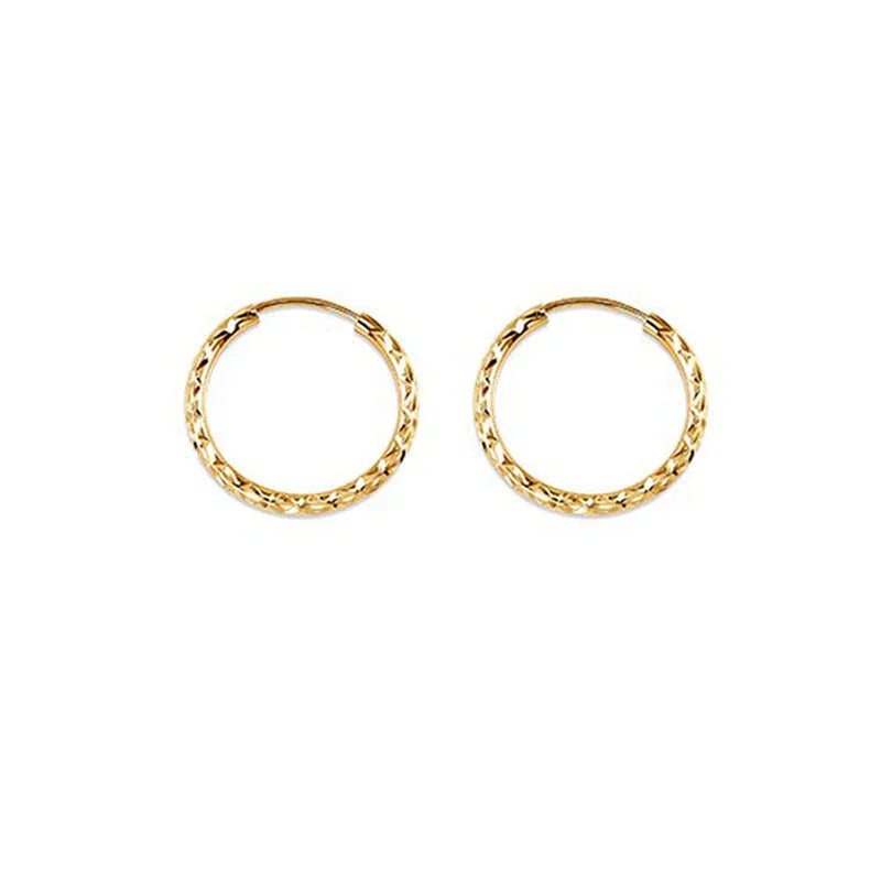 10K Yellow Gold 15MM Dazzles Hoop Earrings