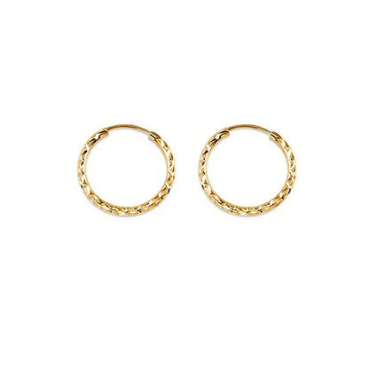 10K Yellow Gold 15MM Dazzles Hoop Earrings