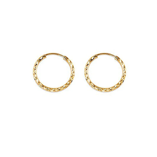 10K Yellow Gold 15MM Dazzles Hoop Earrings