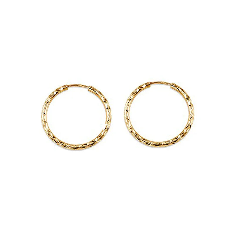 10K Yellow Gold 19MM Dazzles Hoop Earrings