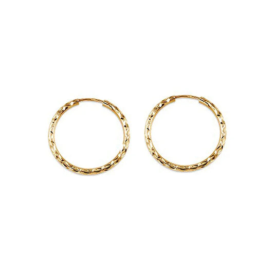10K Yellow Gold 19MM Dazzles Hoop Earrings