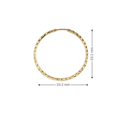 10K Yellow Gold 30MM Dazzles Hoop Earrings