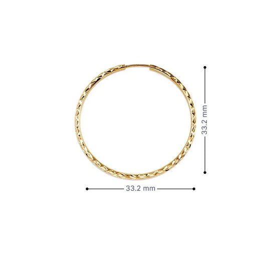 10K Yellow Gold 30MM Dazzles Hoop Earrings