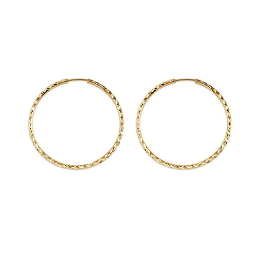 10K Yellow Gold 30MM Dazzles Hoop Earrings