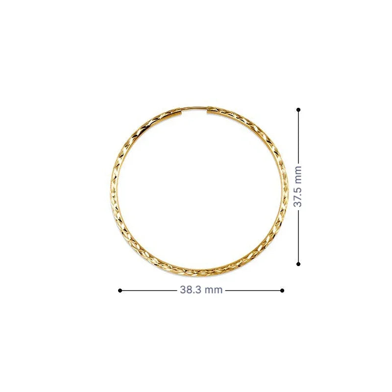 10K Yellow Gold 35MM Dazzles Hoop Earring