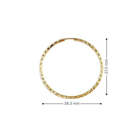 10K Yellow Gold 35MM Dazzles Hoop Earring