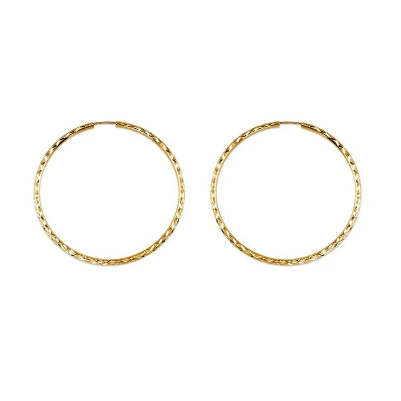 10K Yellow Gold 35MM Dazzles Hoop Earring