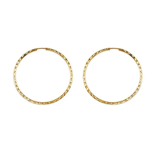 10K Yellow Gold 35MM Dazzles Hoop Earring