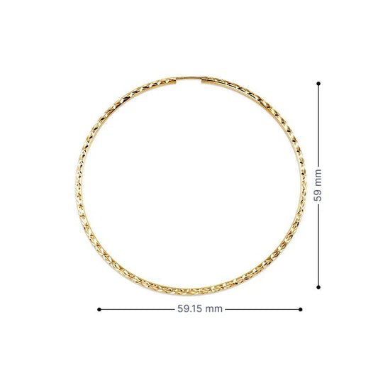 10K Yellow Gold 55MM Dazzles Hoop Earring