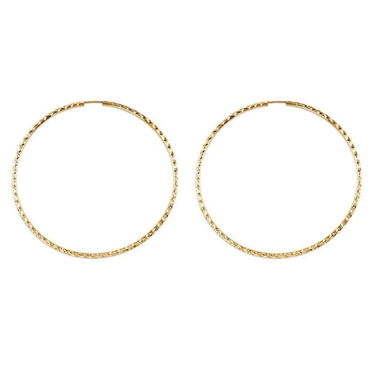 10K Yellow Gold 55MM Dazzles Hoop Earring