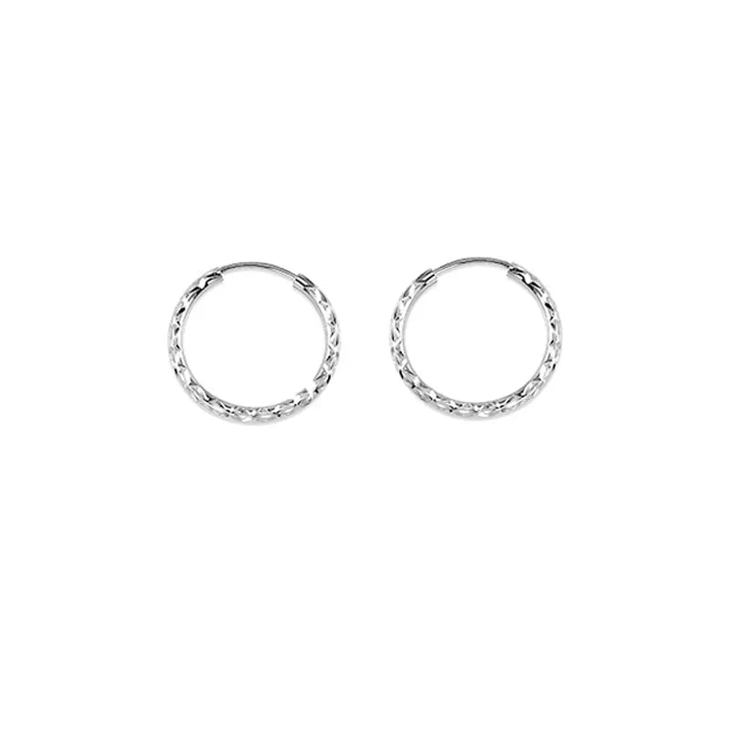 10K White Gold 15MM Dazzles Hoop Earrings