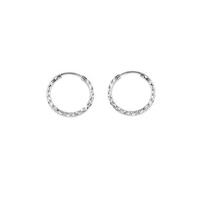 10K White Gold 15MM Dazzles Hoop Earrings