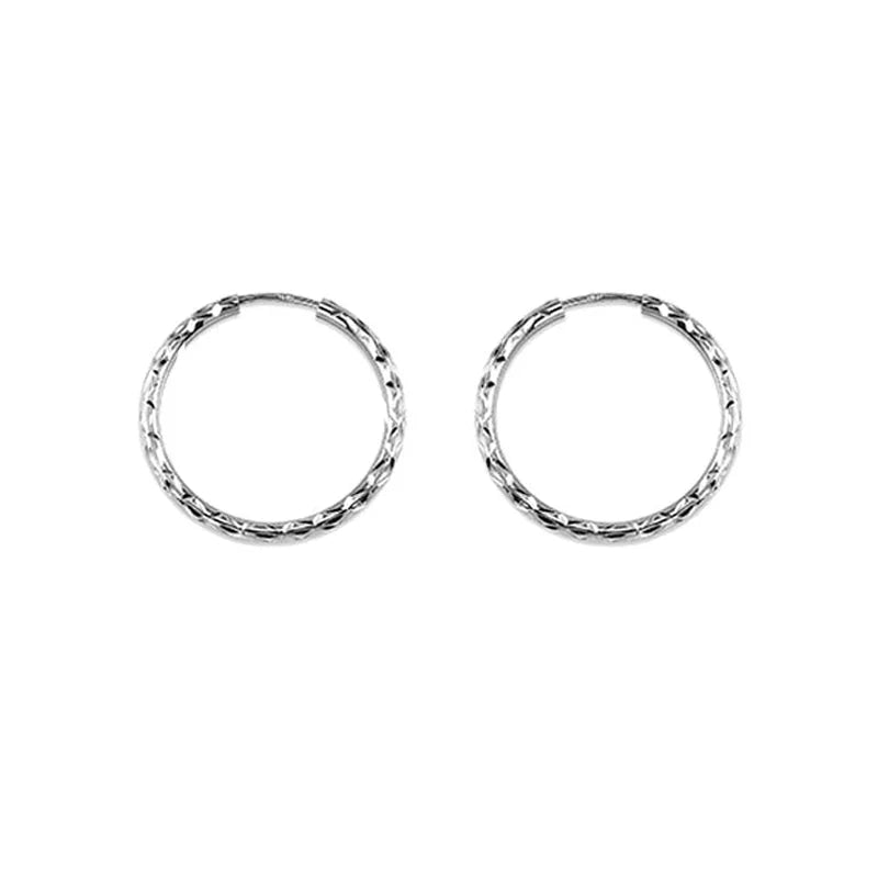 10K White Gold 19MM Dazzles Hoop Earrings