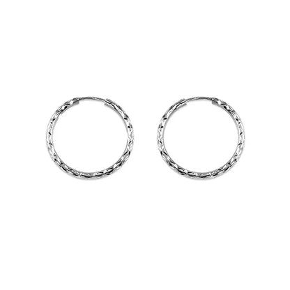 10K White Gold 19MM Dazzles Hoop Earrings