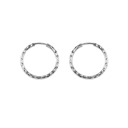 10K White Gold 19MM Dazzles Hoop Earrings