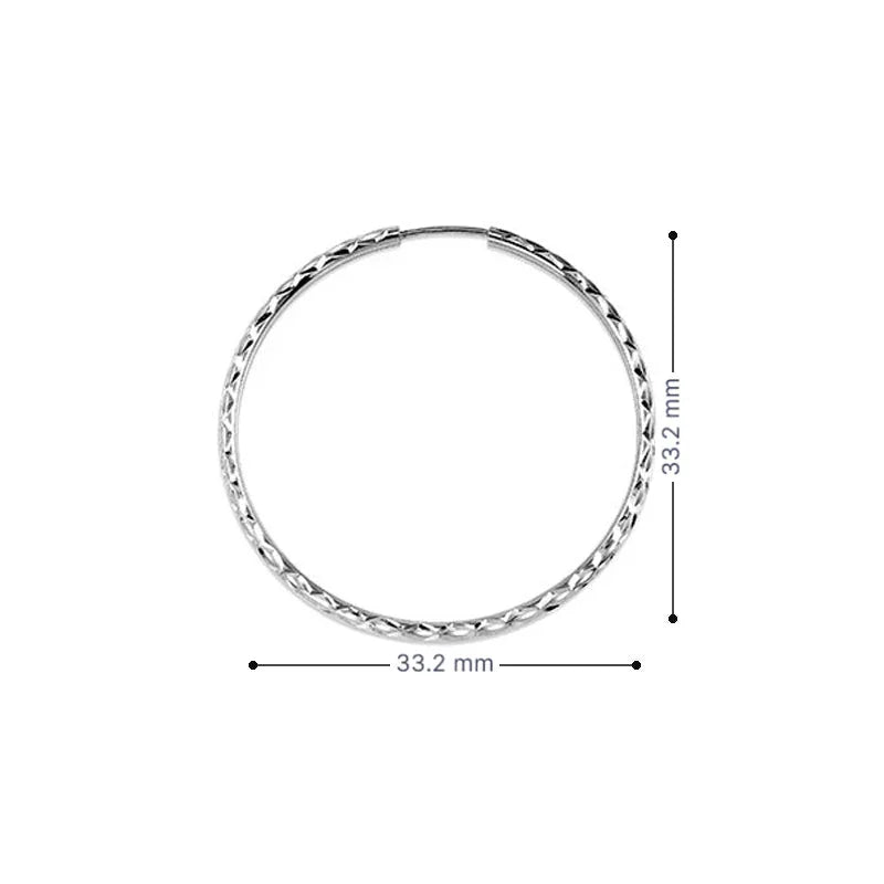 10K White Gold 30MM Dazzles Hoop Earrings