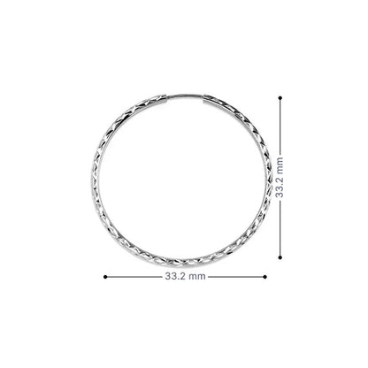 10K White Gold 30MM Dazzles Hoop Earrings