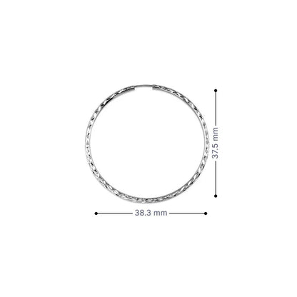 10K White Gold 35MM Dazzles Hoop Earring