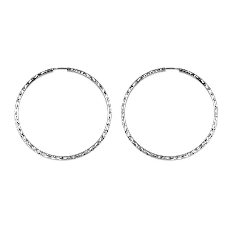 10K White Gold 35MM Dazzles Hoop Earring