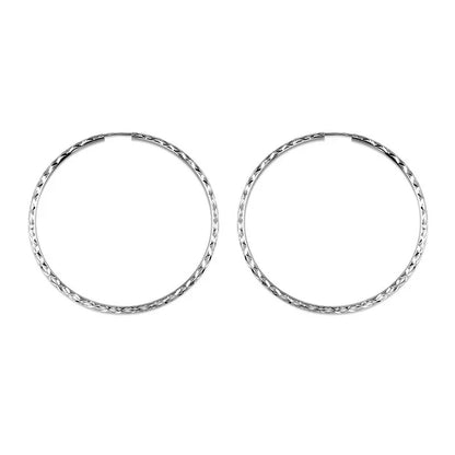 10K White Gold 35MM Dazzles Hoop Earring