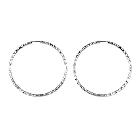 10K White Gold 35MM Dazzles Hoop Earring