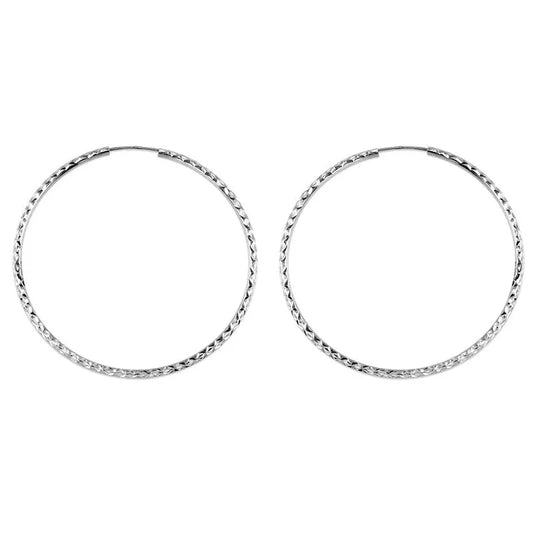 10K White Gold 45MM Dazzles Hoop Earring