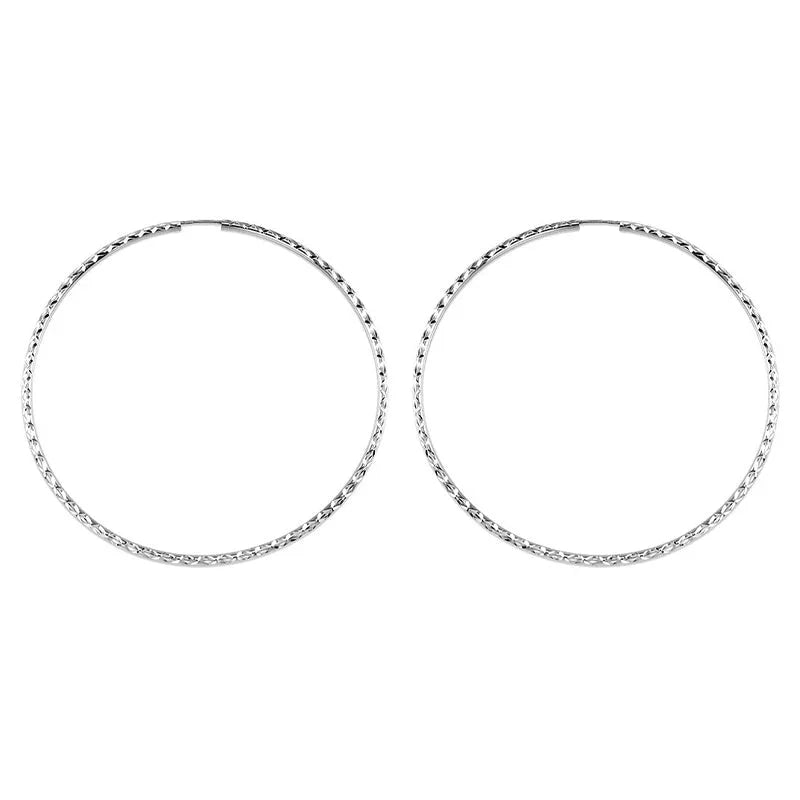 10K White Gold 55MM Dazzles Hoop Earrings