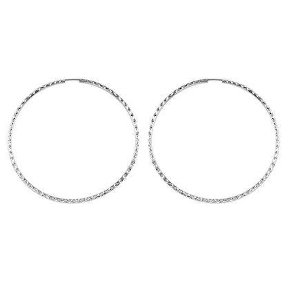 10K White Gold 55MM Dazzles Hoop Earrings