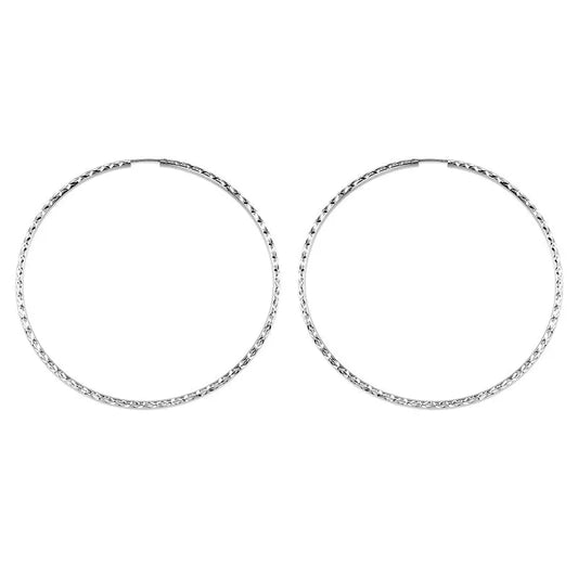 10K White Gold 55MM Dazzles Hoop Earrings