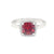 January Birthstone Garnet Color CZ Halo Ring in Sterling Silver