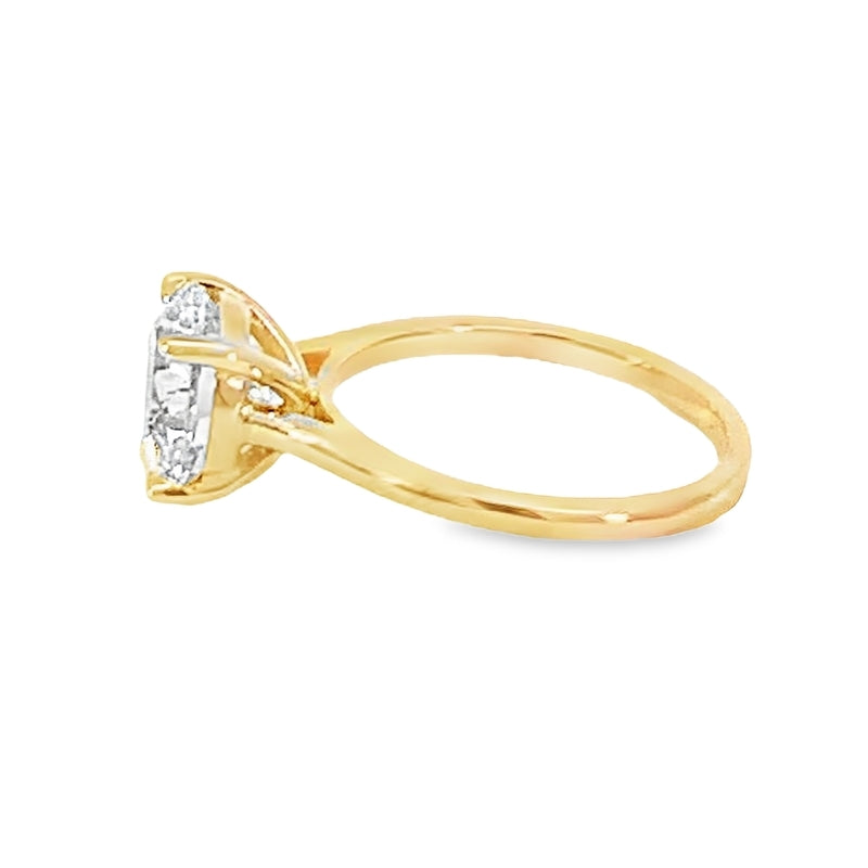 3.09 Carat Round Lab Grown Diamond Solitaire Ring in 14K Yellow Gold