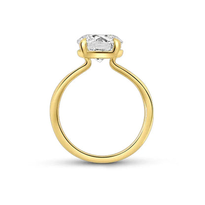 3.09 Carat Round Lab Grown Diamond Solitaire Ring in 14K Yellow Gold