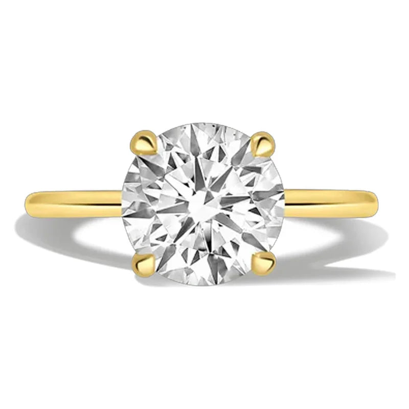 3.09 Carat Round Lab Grown Diamond Solitaire Ring in 14K Yellow Gold