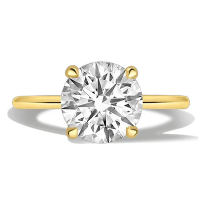 3.09 Carat Round Lab Grown Diamond Solitaire Ring in 14K Yellow Gold