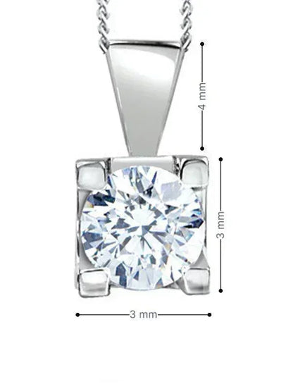 Canadian Diamond 0.15ct Solitaire Pendant in Four Claw Setting Set in 14K White Gold