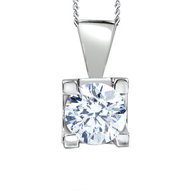 Canadian Diamond 0.20ct Solitaire Pendant in Four Claw Setting Set in 14K White Gold